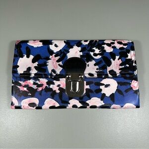 MARNI Ecoleather Abstract Flower Blue Clutch Bag with a Topstitch Flap